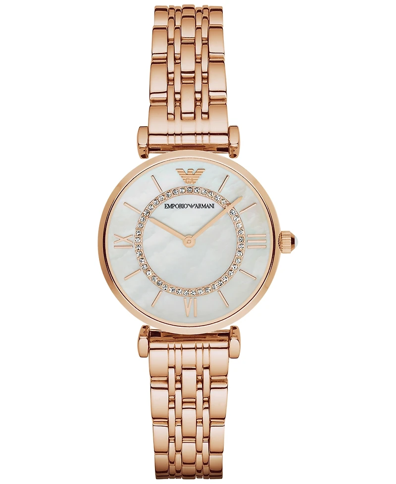 Emporio Armani Women's Rose Gold-Tone Stainless Steel Bracelet Watch 32mm AR1909