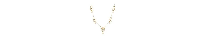 2028 Faux Cultivated Pearl Gold-Tone Circle Station Necklace