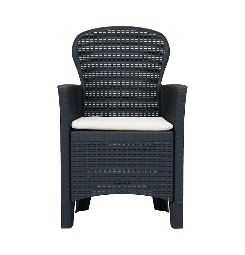 Patio Chairs 2 pcs with Cushion Anthracite Plastic Rattan Look