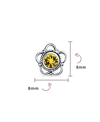 Bling Jewelry Tiny Open Flower Stud Earrings in Oxidized Sterling Silver