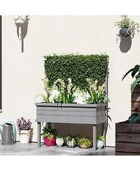 Outsunny Raised Garden Bed with Trellis for Climbing Plants,