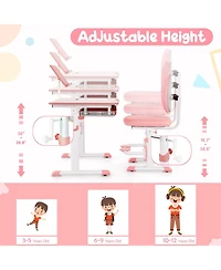 Height-Adjustable Kid's Study Desk and Chair Set