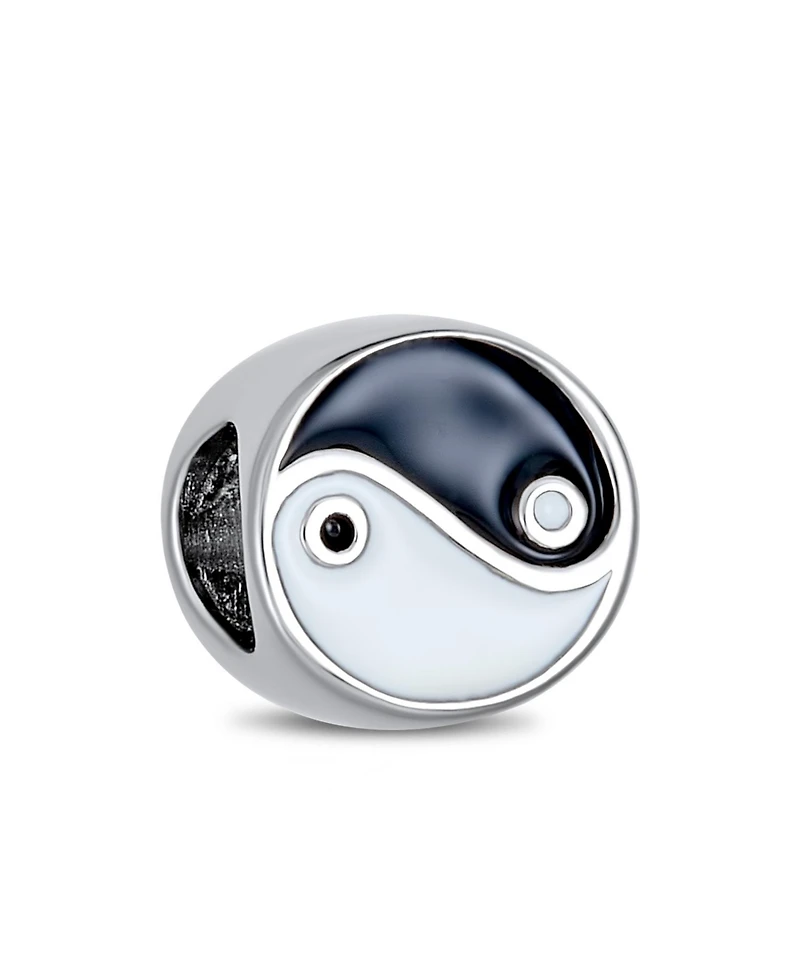 Bling Jewelry Yin Yang Charm Bead Sterling Silver European Bracelet - Black & White Balance