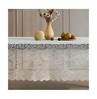 Hlc.me Scroll Lace Fabric Tablecloth, Lace Fabric Table Cloth for Round Tables, Wrinkle Resistant Tablecloth