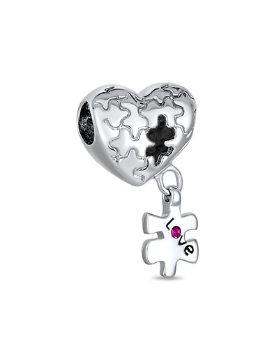 Bling Jewelry Autism Awareness Heart Puzzle Piece Charm Bead European Bracelets