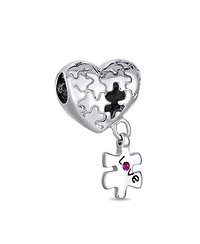 Bling Jewelry Autism Awareness Heart Puzzle Piece Charm Bead European Bracelets
