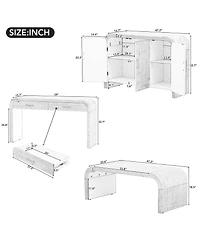 Unique Retro Silhouette Sectional Three-Piece Set Containing Sideboard, Console Table and Coffee