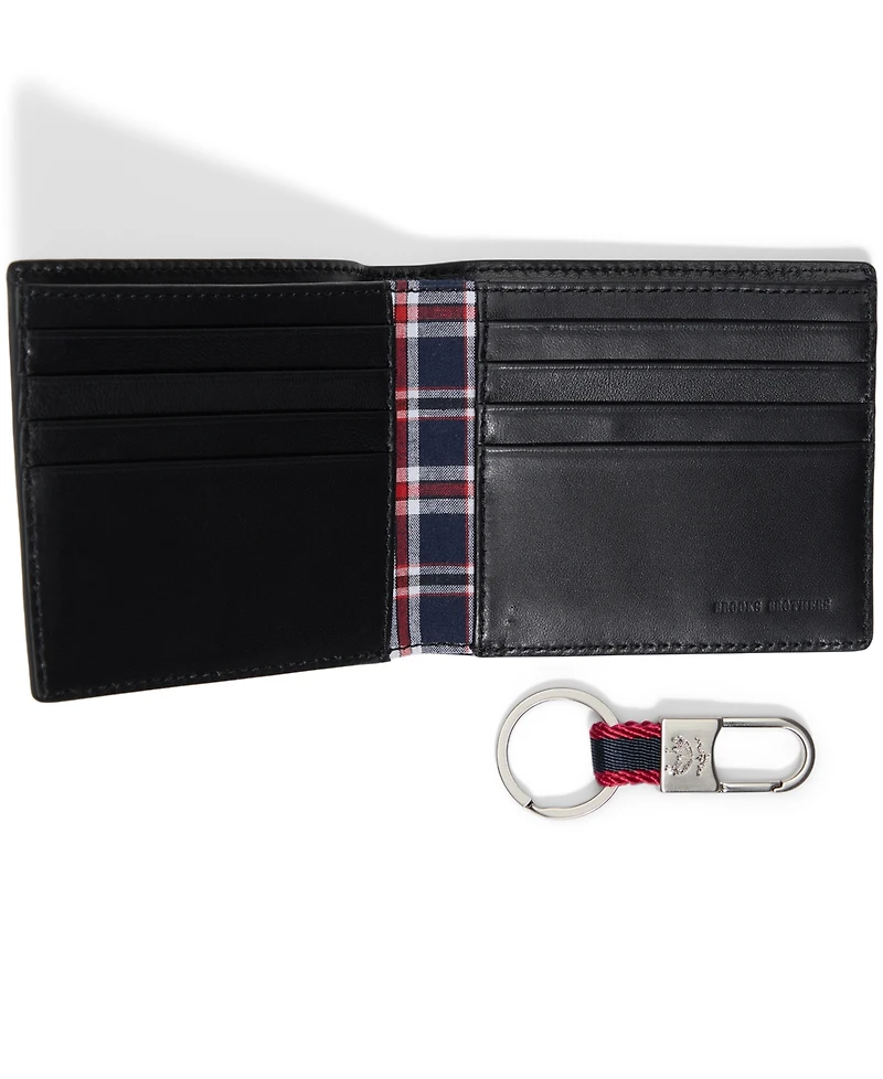Brooks Brothers Men's Wallet Kc Box Leather Wallet with Change Purse