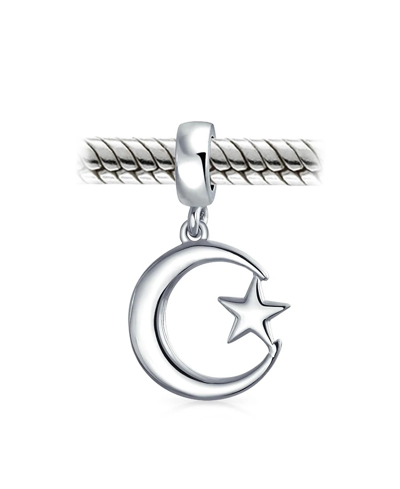 Bling Jewelry Inspirational Celestial Moon Star Dangle Charm Bead Sterling Silver for Bracelet
