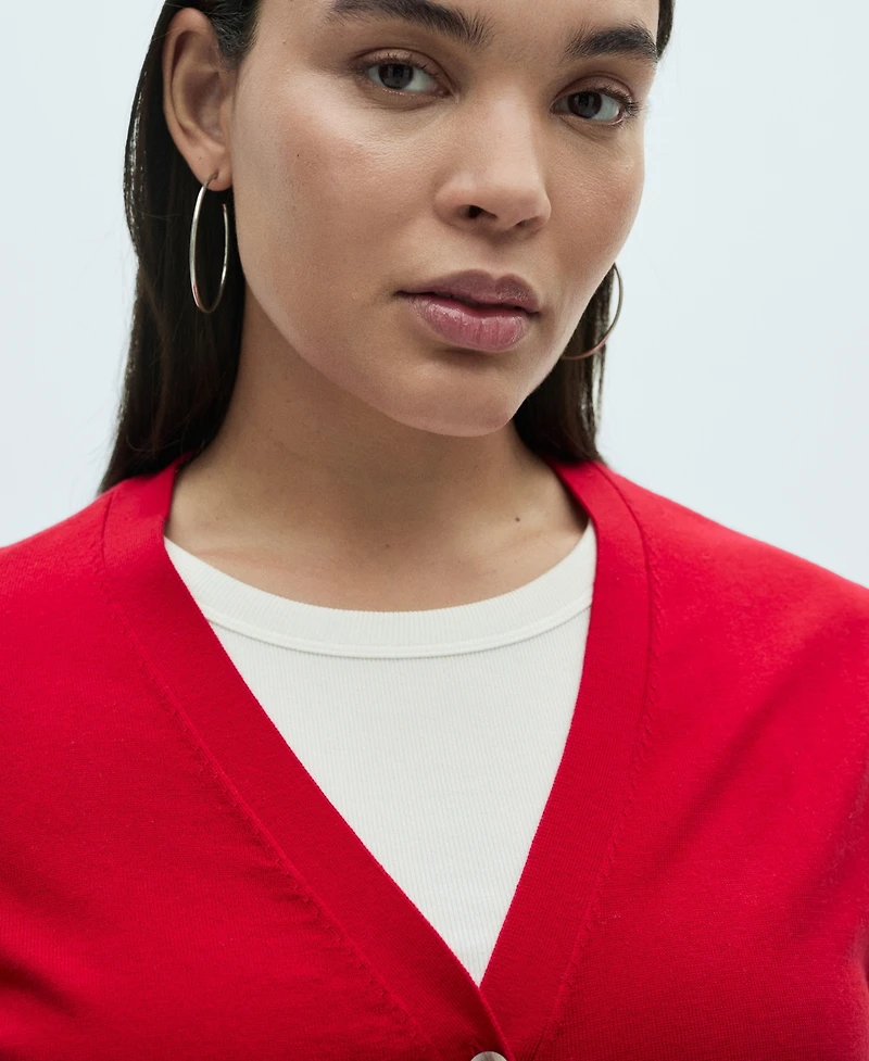 Mango Women's Mulberry Silk Blend Ribbed Cardigan Sweater