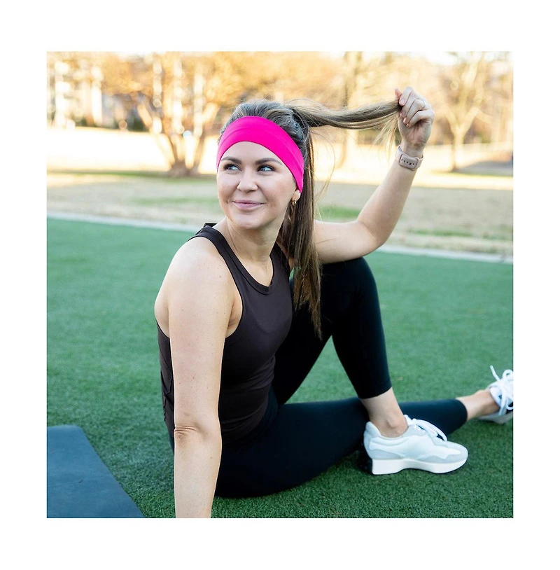 Women's Pack of Wide Training Headbands - Purple + Pink + Hot Pink