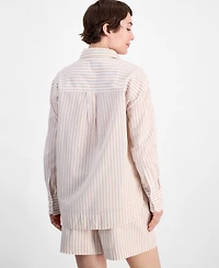 On 34th Women's Cotton Striped Button-Front Shirt