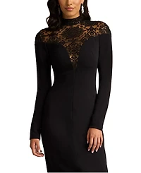 Tadashi Shoji Ebony Deep V Illusion Dress