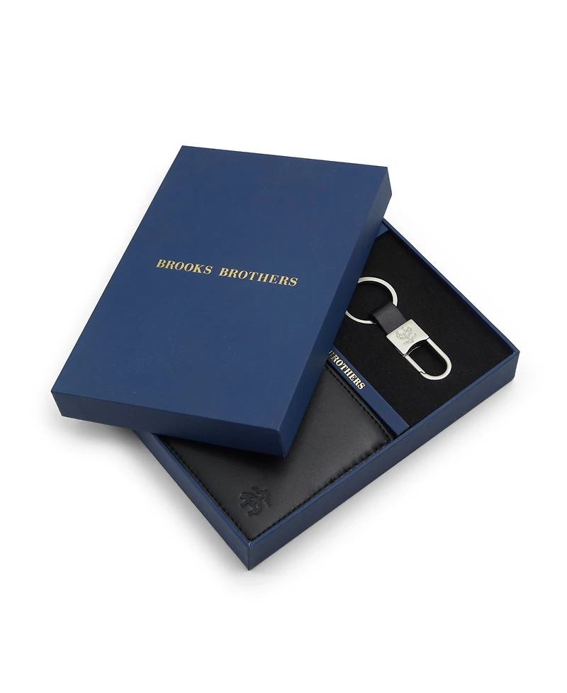 Brooks Brothers Men's Gifting Wallet and Keychain Set