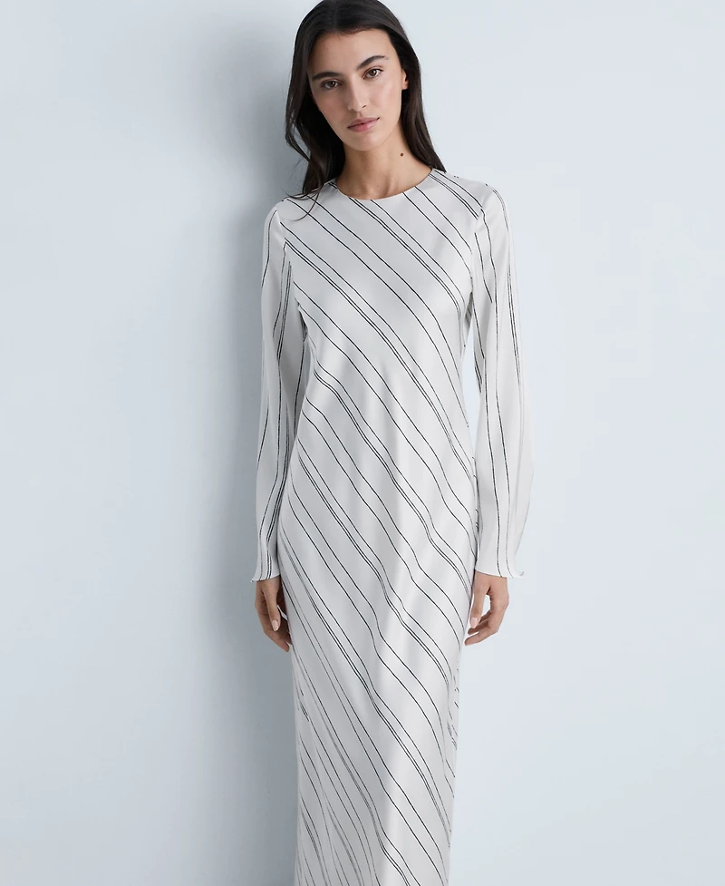 Mango Women's Striped Satin Dress