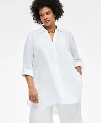 I.n.c. International Concepts Plus Linen-Blend Tunic, Exclusively at Macy's