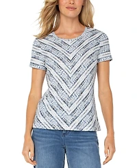 Liverpool Los Angeles Petite Short-Sleeve Scoop-Neck Knit Top