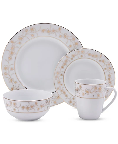 Mikasa Metallic Floral Gold 32-Pc. Dinnerware Set, Service for 8