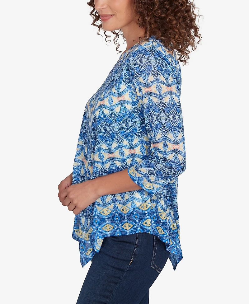Ruby Rd. Petite Chevron Burnout Knit Crew Neck Top