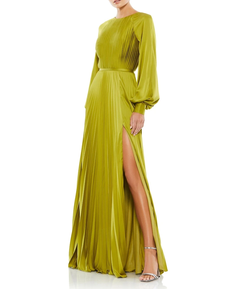 Mac Duggal Women's Long Sleeve Structured Bow Draped Gown