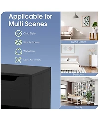 2 Pcs 3-Cube Bookcase Organizer with 2-tier Wooden Storage Shelf & Pull-out Drawer
