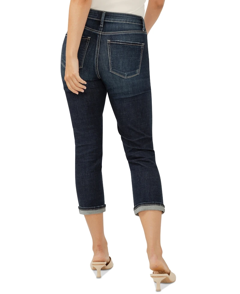 Silver Jeans Co. Women's Avery High-Rise Curvy-Fit Denim Capri Jeans