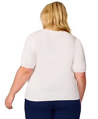 Melissa Paige Plus Elbow-Sleeve Scalloped-Neck Sweater, Exclusively