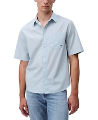 Calvin Klein Men's Relaxed Fit Short Sleeve Poplin Striped Button-Front Shirt