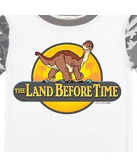 The Land Before Time Big Boys Littlefoot Youth Short Sleeve Pajama Set With Camo Design
