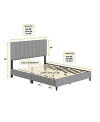 Leah Linen Upholstered Platform Bed Frame with Adjustable Headboard - Boyd Sleep, 13 slat support