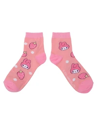 Hello Kitty Women's Friends Character Print 3-Pair Casual Quarter Crew Socks