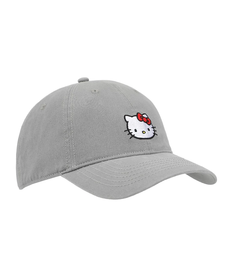 Hello Kitty Men's Embroidered Character Beige Unstructured Baseball Cap