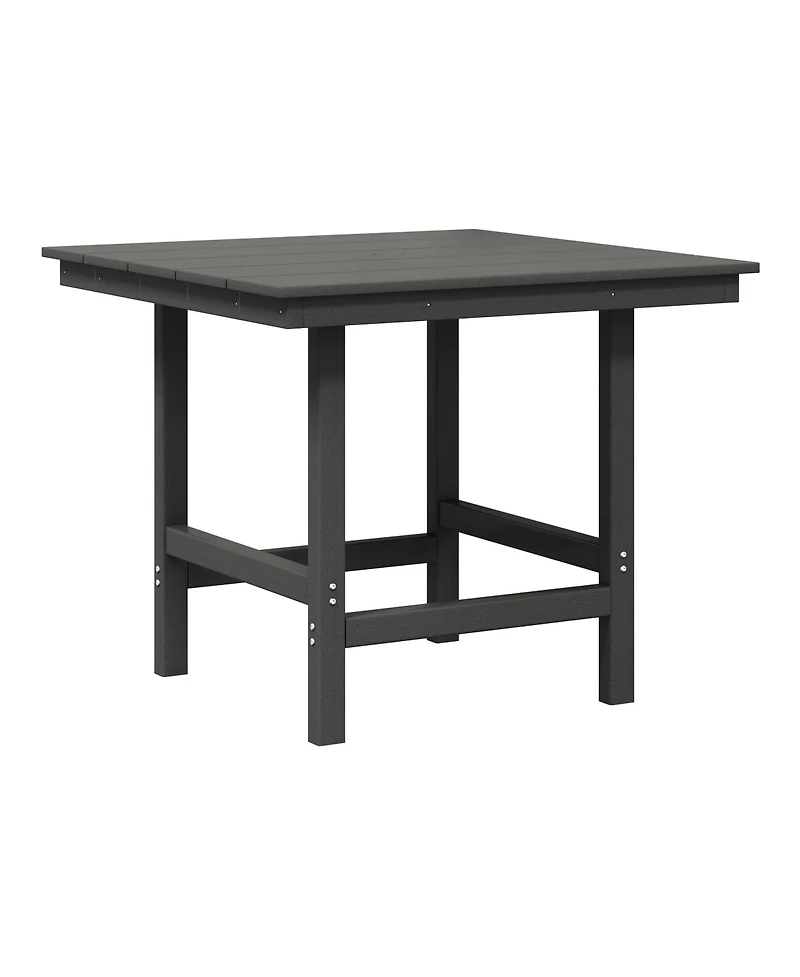 5-Piece Hdpe Outdoor Square Patio Dining Table Set with Armless Side Chairs