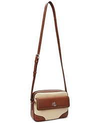 Lauren Ralph Lauren Straw & Leather Small Marcy Camera Bag