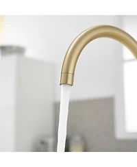 Modern Double Handle 2-Holes Deck Mount Bridge Kitchen Faucet with 360 Swivel Spout Sink Faucet
