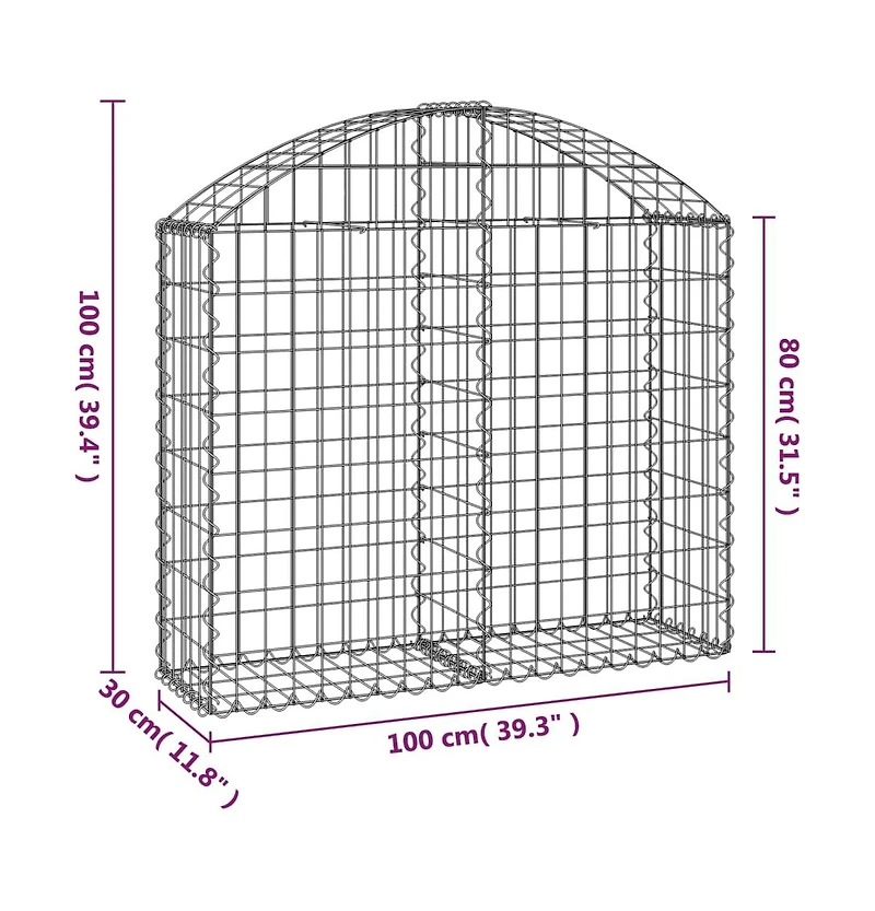 Arched Gabion Basket 39.4"x11.8"x31.5"/39.4" Galvanized Iron