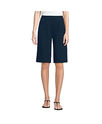 Lands' End Women's Sport Knit High Rise Pleated 12" Bermuda Shorts
