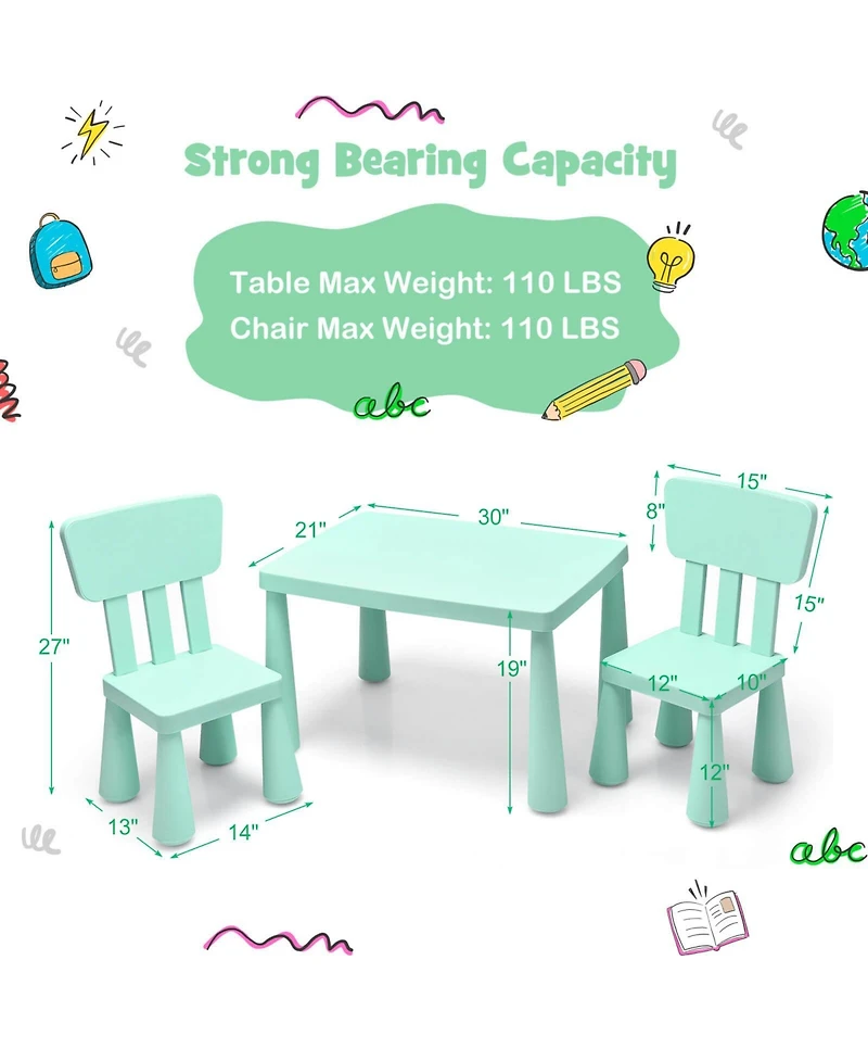 3 Pieces Toddler Multi Activity Play Dining Study Kids Table and Chair Set