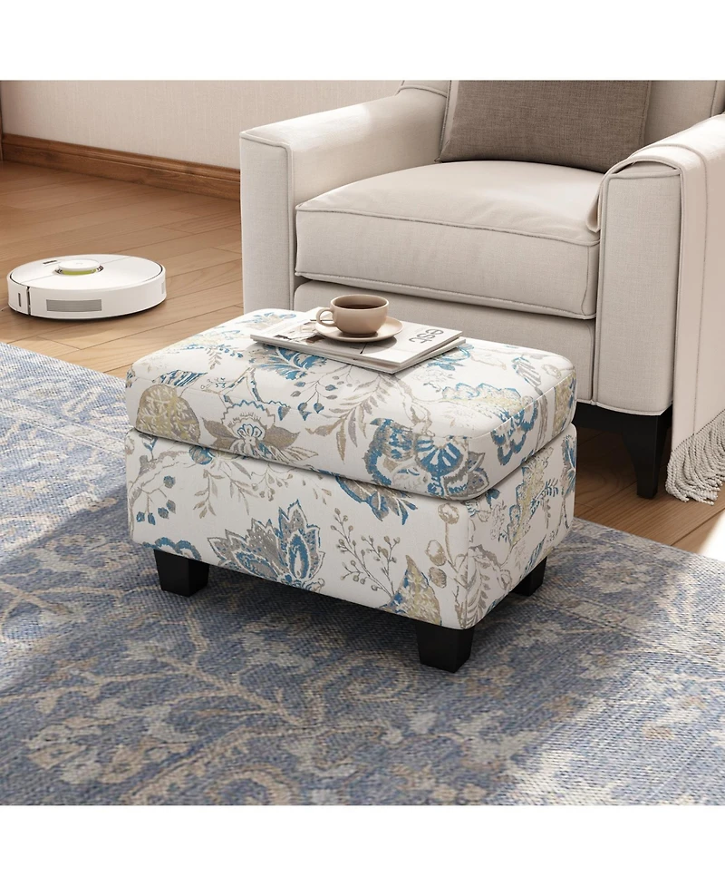 Streamdale Springfield Upholstered Ottoman, Beige&Blue