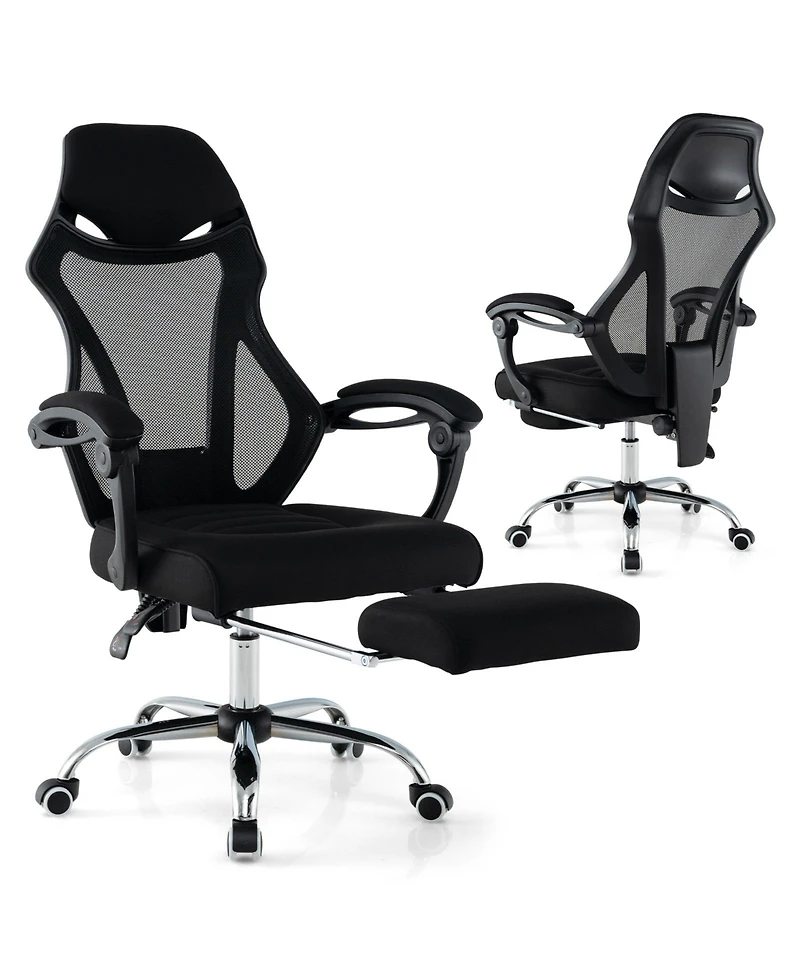 Ergonomic Mesh Office Chair with Footrest and Tilting Backrest