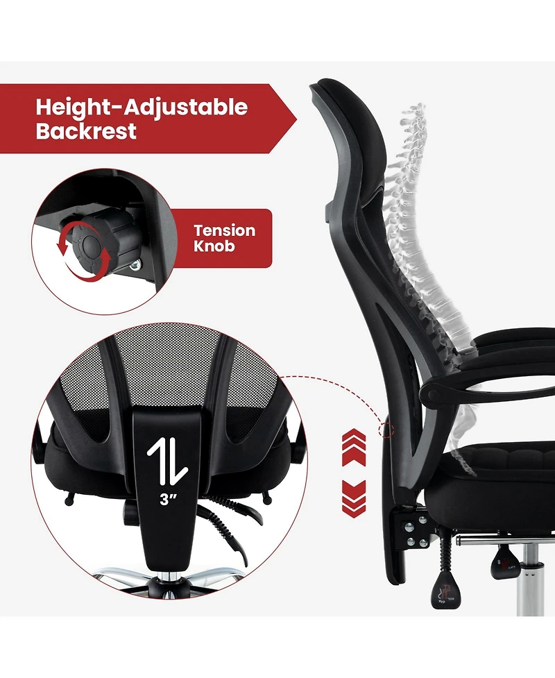 Ergonomic Mesh Office Chair with Footrest and Tilting Backrest