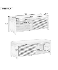 Streamdale Distressed Shutter Storage Bench with Acacia Veneer for Retro Charm for Living Room