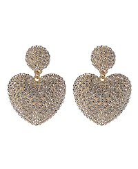 Laundry by Shelli Segal Gold Tone and Pave Crystal Stone Heart Earrings
