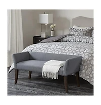 Upholstered Accent Bench with Nailhead Trim and Solid Wood Legs-The Pop Home