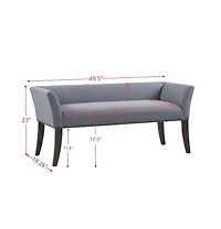 Upholstered Accent Bench with Nailhead Trim and Solid Wood Legs-The Pop Home