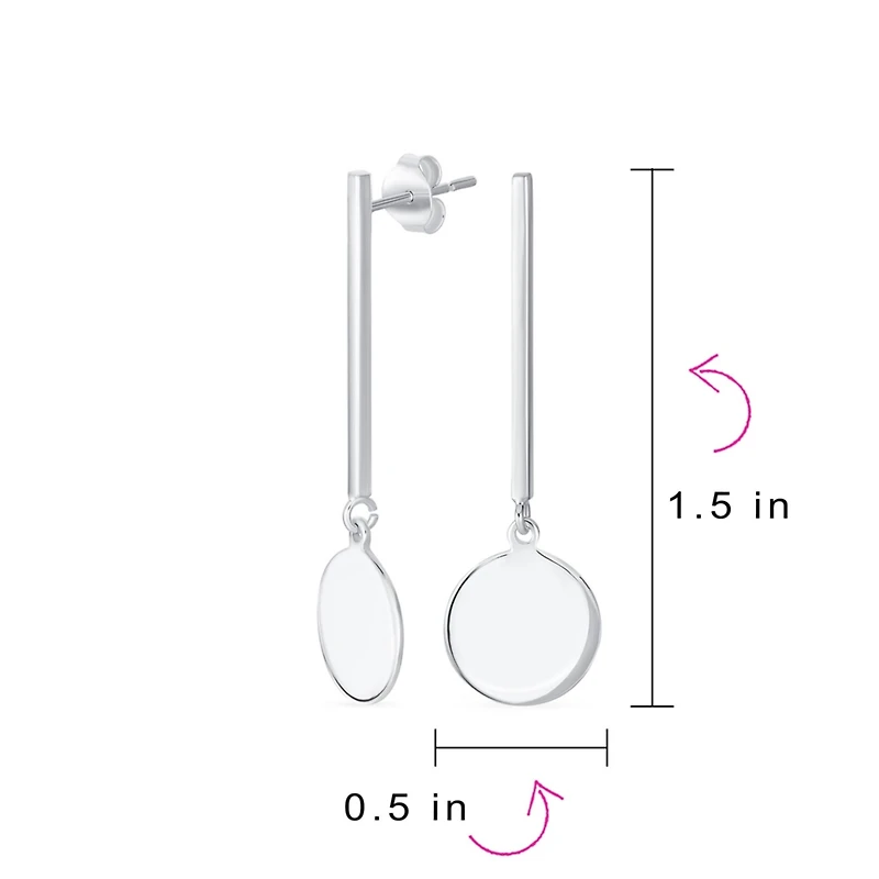 Bling Jewelry Simple Geometric Initials Monogram Dangle Earrings Sterling Silver Circle Bar