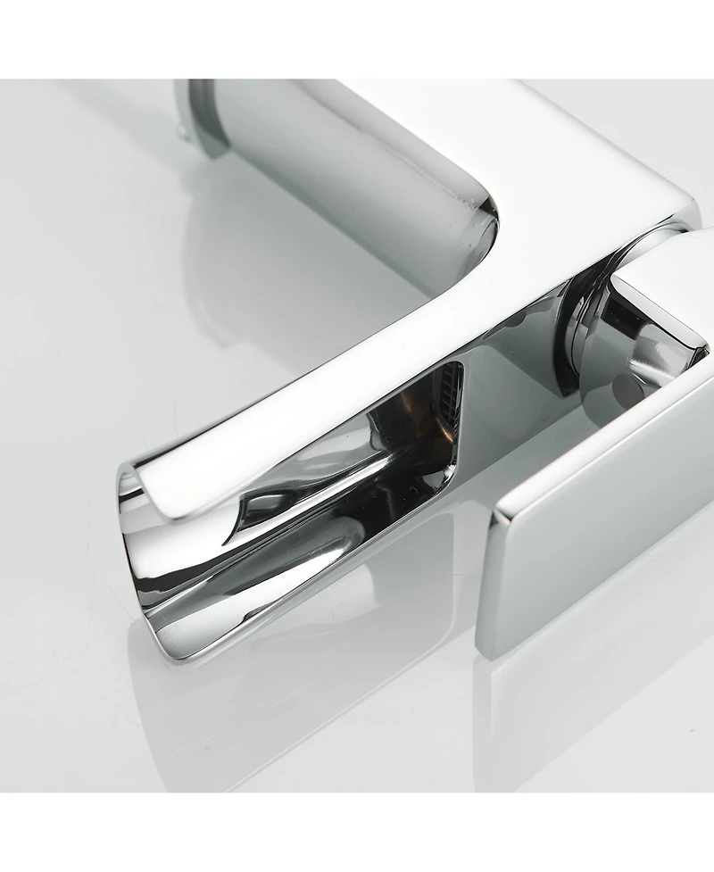 Waterfall Single Handle Single Hole Low-Arc Modern Bathroom Faucet