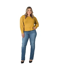 Plus Size Pearl Cable Knit Crew Neck Cashmere Sweater