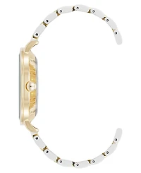 Nine West Women's Quartz White Silicone and Gold-Tone Metal Alloy Watch, 36mm