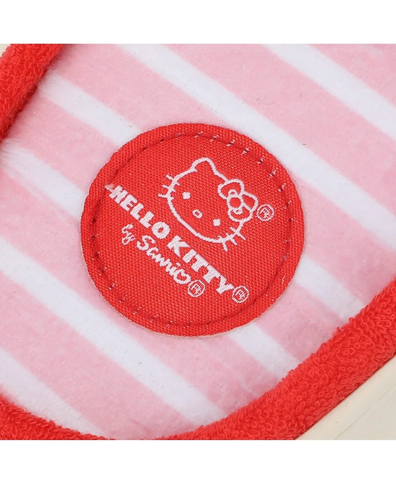 Hello Kitty 3D Character Face Art Women's Pink & White Striped Open-Toed Slide